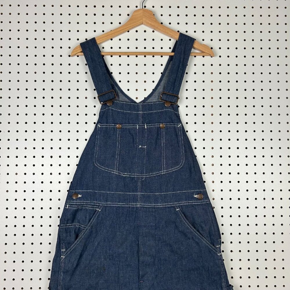 Sears & Roebuck Co Denim Overalls 32x32 Dark Wash Vintage 80s Perma-Prest Blend
